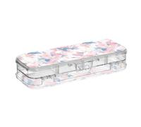 tplaotee Abstract Watercolor Flower Light Coral Blue Designed Clear Plastic Pencil Box 2 Layer Pencil Containers For Art Supplies With Snap And Lid