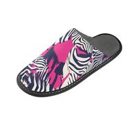 tplaotee Abstract Zebras Print Pattern Black Hot Pink Warm Women Slippers Womens Indoor Slippers with Memory Foam For House, Bedroom