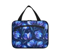 tplaotee Aesthetic flower Royal Blue_3 hanging bags for women with hook, designer expandable medicine bags for cruise travel traveling estuches para maquillaje M, aesthetic flower, Royal Blue_3, M
