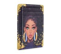 tplaotee African Beauty leather slim wallet men With ID Window RFID Blocking id card wallet for men&women