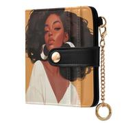 tplaotee African Beauty White Clothes Women's Minimalist Folding Wallet Convenient PU Leather Wallet With Card Slots for Women
