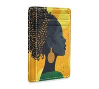 tplaotee African Beuaty Dots leather men's wallets slim with money clip RFID Blocking credit card organizer for Men and Women