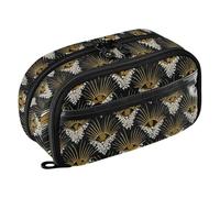 tplaotee Afro Samurai Style Peacock Gold White Tear-Resistant Stationery Organizer Big Capacity Pencil Case for Women