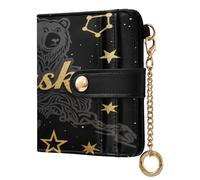 tplaotee Alaska Constellation Gold Pattern Ladies Cute Foldable Wallet Fancy Minimalist PU Leather Wallet for Women