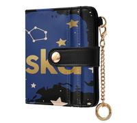 tplaotee Alaska Constellation Women's Small Folding Wallet Fancy PU Leather Card Wallet for Woman Girl