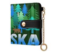 tplaotee Alaska Fluorescent forests Ladies Bifold Wallet Cute PU Leather Folding Wallet for Women