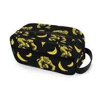 tplaotee Angry monsters Bananas Black Yellow Portable Toiletry Bags with hanging hook Large Cosmetic Bag For Purse Vertical Free-Standing