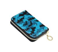 tplaotee Animal Bat Camouflage Blue Black leather card wallet With 9 cards slot RFID Blocking card organizer with zipper billetera para mujer