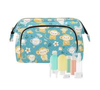tplaotee Animal Monkey Teal Travel Makeup Bags Zipper Women Cash Wallet for Travel Toiletry, animal monkey teal, One Size