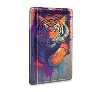 tplaotee Animal Tigers Breaking Through The Wall leather slim wallets for men With ID Window RFID Blocking card holders for Men and Women