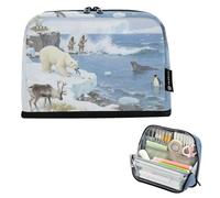 tplaotee Animals Of The Arctic Pencil Holder Case Large Capacity Pen Cases Slim Storage Organizer for Women Preppy School Supplies bolsa de maquillaje para mujer