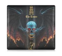 tplaotee Anime Style Evil Skeleton Tarot Black Fire Leather Car Registration and Insurance Holder Car Essentials for Driver Auto Owners Trailer Motorcycle Boat