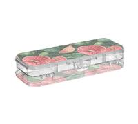 tplaotee Anthurium Red Green Art Designed Clear Pencils Box Double Deck Transparent Hard Pens Case For Kids With Snap Lid