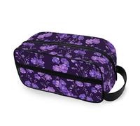 tplaotee Azalea Blu Ray Purple Black Portable Cosmetics Bag with hanging hook Lightweight Make Up Bags For Women with Compartments & Handle