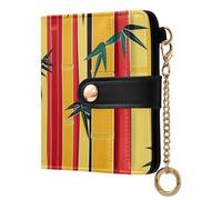 tplaotee bamboos Stripe Pattern Ladies Slim Foldable Wallet Portable Compact PU Leather Wallet for Girls Women Ladies