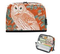 tplaotee Barred Owl Scallions Chinese Elaborate-style Painting Pencil Holder Case Large Capacity Makeup Bags With Compartment Stationery Storage for Teens Preppy School Supplies estuche para lapices