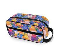 tplaotee Beauty Spring Flowers Colorful Iris Portable Makeup Bags with hanging hook Waterproof Travel Bags For Women Travel-Size Accessories