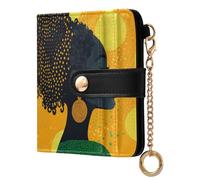 tplaotee Beuaty African yellow Women's Minimalist Folding Wallet Waterproof PU Leather Folding Wallet for Girls Women Ladies
