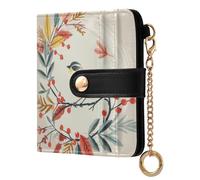 tplaotee Bird Mistletoe Wreath Ladies PU Leather Bifold Wallet Waterproof Everyday PU Leather Wallet for Women Boys Girls