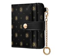 tplaotee Bitcoin Sign Black Ladies Lightweight Foldable Wallet Cute PU Leather Card Wallet for Women Boys Girls