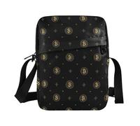 tplaotee Bitcoin Sign Black messenger bag crossbody over the shoulder bags for men crossbody purses for women Handbag For Travel Adjustable Strap for Shopping Shopping Outdoor Daily