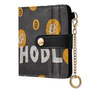 tplaotee Bitcoin Sign Hodl Black Women's Compact Folding Wallet Cute PU Leather Wallet for Men Women Travel