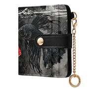 tplaotee Black and Red Betta Fish Watercolor Women's Minimalist Folding Wallet Unique PU Leather Wallet With Card Slots for Women