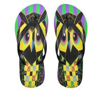 tplaotee Black and Red Chinese Dragon Abstract Black Owl Green Purple Stripes rubber mens flip flops waterproof sandals for, Abstract Black Owl Green Purple Stripes, 5-6