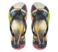 tplaotee Black and Red Chinese Dragon Chic Siamese Cat rubber flips flops soft beach flip for Shower Swimming Pool wedding, Chic Siamese Cat, 6.5-7