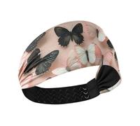 tplaotee Black and White Butterfly Blush Peach Cooling sports headbands for women Stretchy head for Daily use Running Football hiking