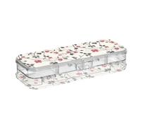 tplaotee Black Brances Red Blooms Designed Clear Pencils Box 2 Layer Transparent Pens Case Boxes For Stationery Supplies With Snap Lid