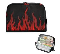 tplaotee Black Fluorescent Cool Flame Red Pencil Organizer Case Large Capacity Pen Pencil Case Portable Case Pencil Holder for Girls School Must Haves lapiceras para mujer