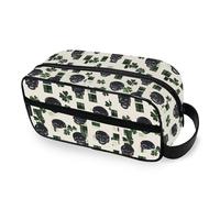 tplaotee Black Skull Buffalo Plaid Shamrock Gnome St Portable Cosmetic Bag with hanging hook Large Large Make Up Bag Vertical Free-Standing