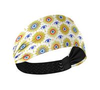 tplaotee Blue and Gold Evil Eyes Moisture Wicking wide headbands Elastic head bandanas for Athletic Sports Athletic Sports washing face washing face