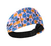 tplaotee Blue and Orange Flowers Pink Moisture Wicking women's fashion headbands Stretchy sweaty bands for Daily use Workouts tennis make up