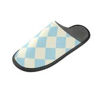 tplaotee Blue Beige Women's Slipper Soft Slippers For Women Indoor with Memory Foam For House, Bedroom