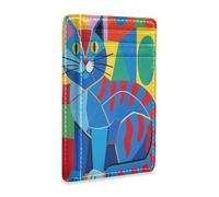 tplaotee Blue Cat in The Style Of Picasso-style leather slim wallet for men With ID Window RFID Blocking id card wallet for men&women