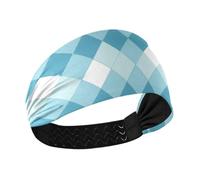 tplaotee Blue Diamonds-checkered Pattern Moisture Wicking headband holder Elastic hair bandanas for Gym Gym make up make up