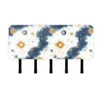 tplaotee Blue-Gold Astrological Planet Key for Wall with Mail Organizer & 5 Self-Adhesive Hanging Wall Hook for Home Decor Living Room Hallway