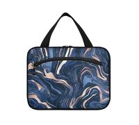 tplaotee Blue Gold Marble Texture hanging large cosmetic bags for women with hook, designer washable cosmetic makeup bag for accessories for women camping maletín para maquillaje M, Blue gold marble