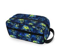 tplaotee Blue Green Shining Skulls Portable Cosmetic Bag with hanging hook stylish Case Cosmetic Makeup Bag Vertical Free-Standing