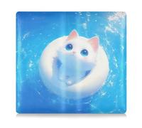 tplaotee Blue White Cat Anime Premium Leather Car Registration and Insurance Holder Prefect Car Essentials Wallet for Cards, Essential Document, Driver License Vehicle Paperwork