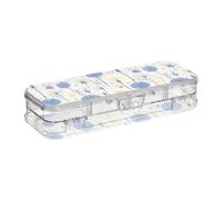 tplaotee Blue White Dandelion Flower Chic Designed Clear Pencil Box Plastic 2 Layer Pencil Containers For Stationery Supplies With Snap-Tight Lid