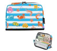 tplaotee Blue White Striped Sea Animal Pencil Pen Case Large Capacity Pen Case Cosmetic Cute Desk Organizer for Kids School Must Haves cartucheras para mujer