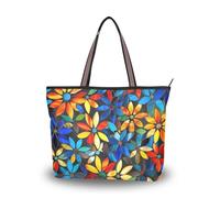 tplaotee Bohemian Stained Glass Multi Everyday Tote straps for handbags tote handbags casual shoulder for Prom Engagement, Bohemian Stained Glass Multi, M