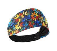 tplaotee Bohemian Stained Glass Multi Moisture Wicking stretch headbands for women Stretchy head bandanas for Running Running basketball basketball