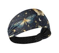 tplaotee Boho Black Egypt Butterfly Black Moisture Wicking tie headband for women Elastic sweat band for Running Running Volleyball tennis