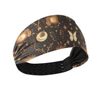 tplaotee Boho Butterfly Moon Cooling yoga headband Elastic sweat band for Workouts Athletic Sports Football tennis