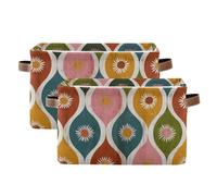 tplaotee Boho Chic Wave Line Daisy Colorful storage baskets,Foldable and waterproof baskets for storage containers with sturdy handle organizing Decorativas Decorativas 2 Piecing for closet sheet