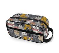 tplaotee Boho Crazy Anime Dogs Gray Portable Cosmetics Bag with hanging hook Large Cosmetic Travel Bags For Women Vertical Free-Standing